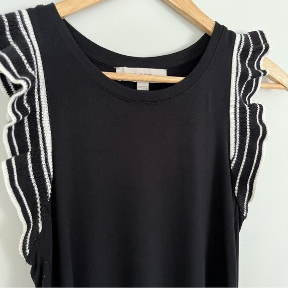 Loft Petite Knit Ruffle Sleeve Tank Swing Dress in Black, Size XXSP - Picture 3 of 10